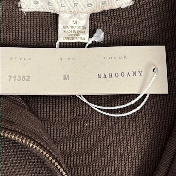 NWT BELFORD Cotton Sweater Kangaroo Pocket Half Zip M - Picture 9 of 11